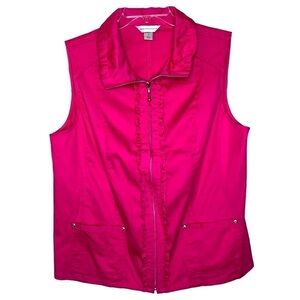 NEW - CHRISTOPHER & BANKS Barbie Pink Cotton Lightweight Zip Front Vest Size XL